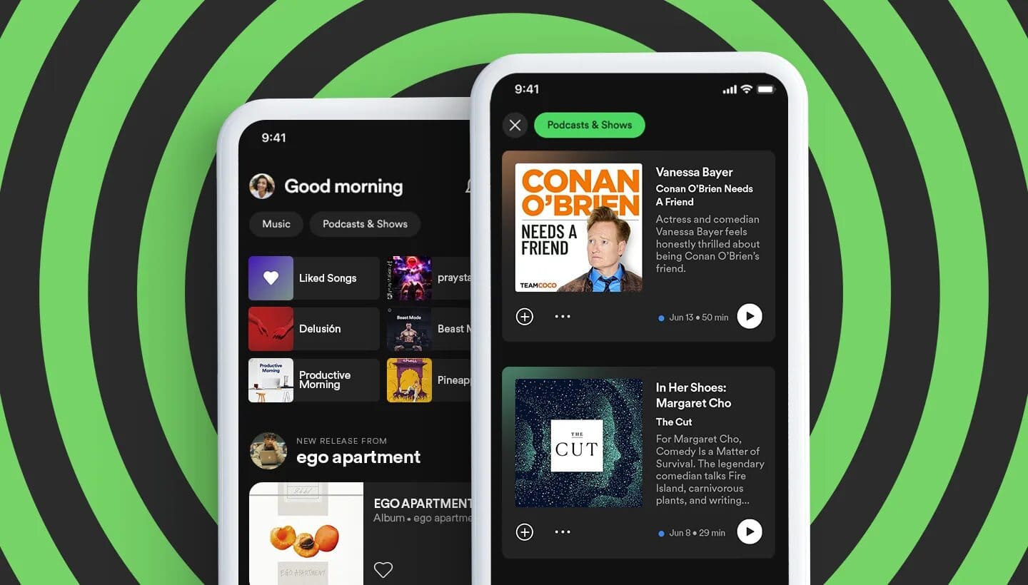 Spotify Screenshot 1: Home Screen showing personalized mixes and recommendations